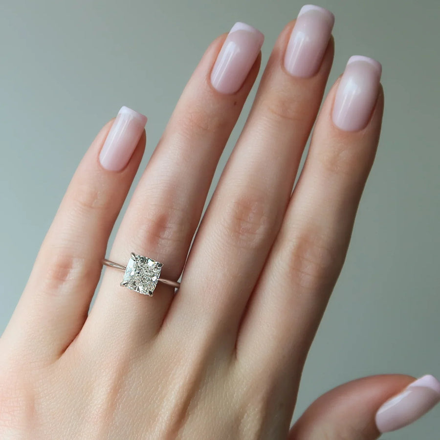 The Solitaire Claire Cushion Lab Diamond Ring 14k White Gold 004