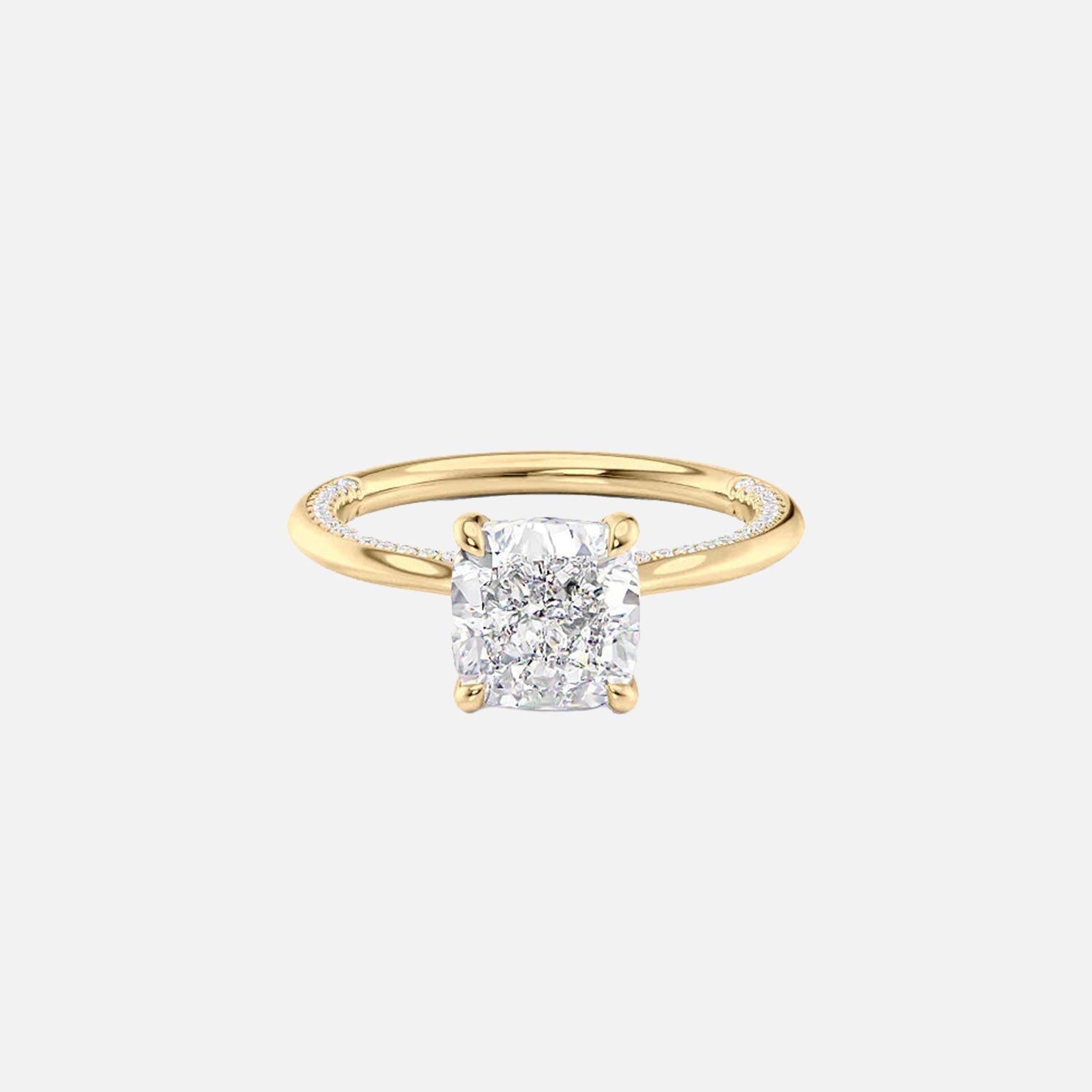 The Solitaire Claire Cushion Lab Diamond Ring 14k Yellow Gold 001