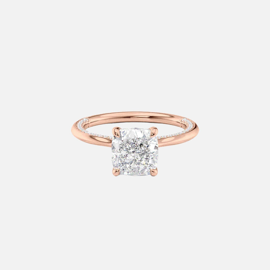  The Solitaire Claire Cushion Moissanite Ring 14k Rose Gold 001