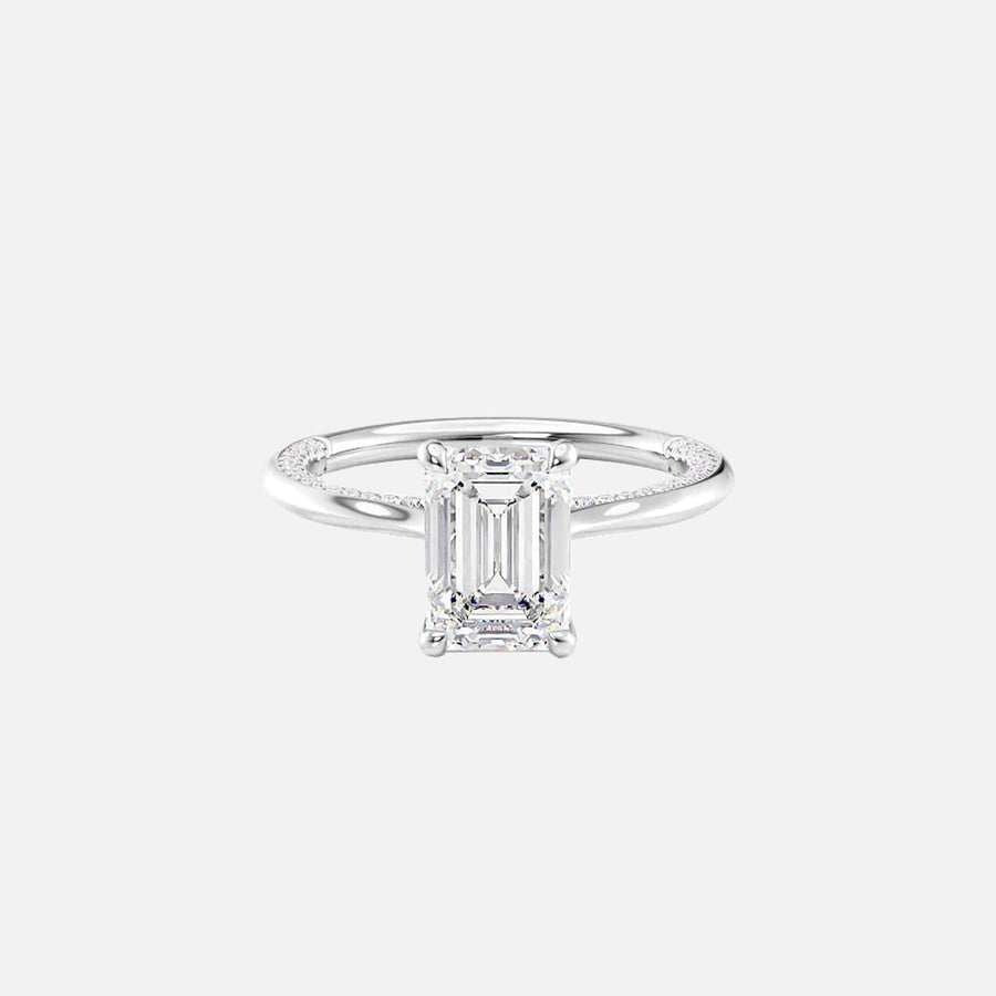  The Solitaire Claire Emerald Lab Diamond Ring 18k White Gold 001