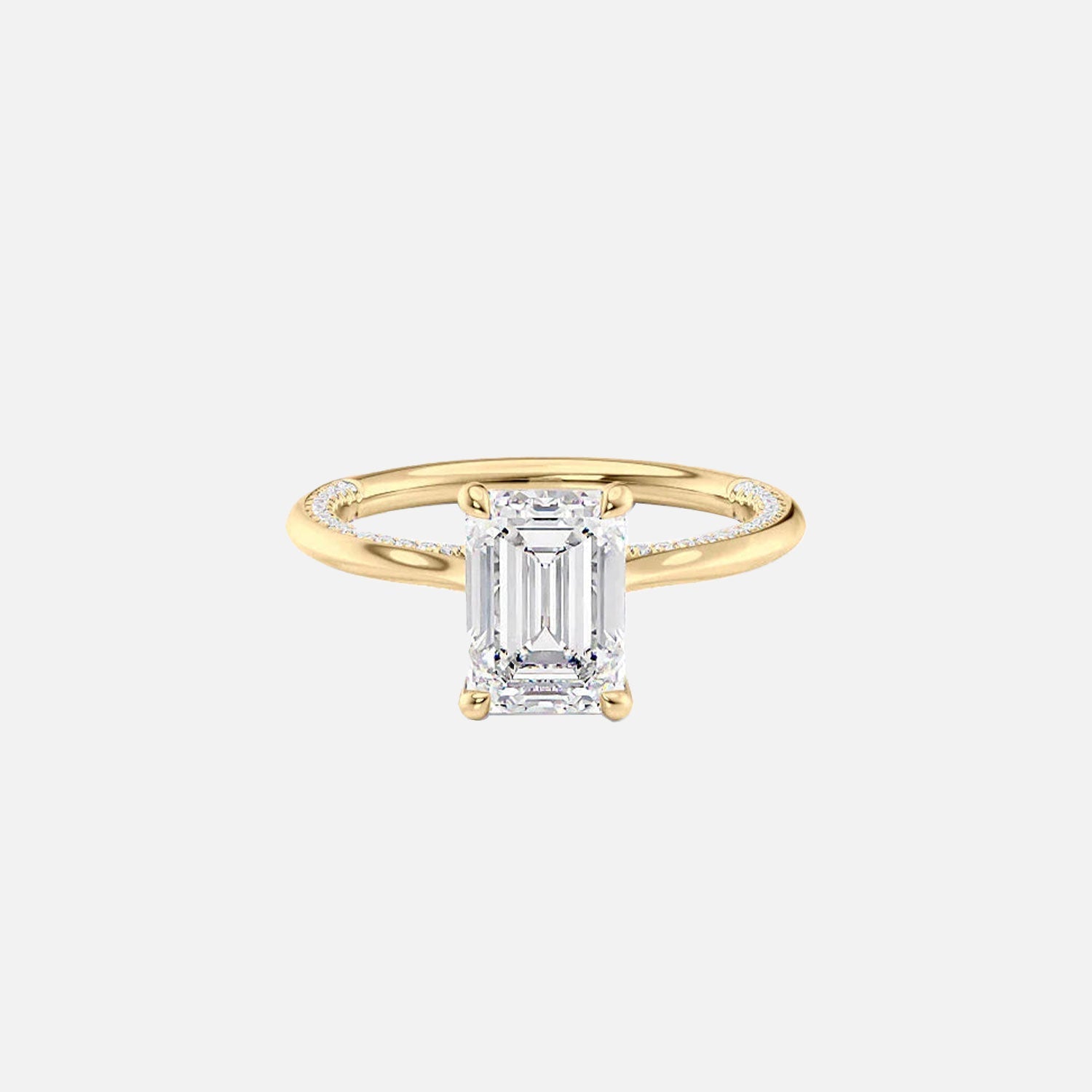 The Solitaire Claire Emerald Moissanite Ring 14k Yellow Gold 001