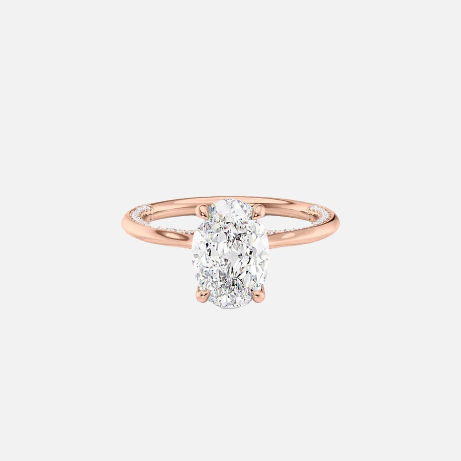  The Solitaire Claire Oval Lab Diamond Ring 14k Rose Gold 001