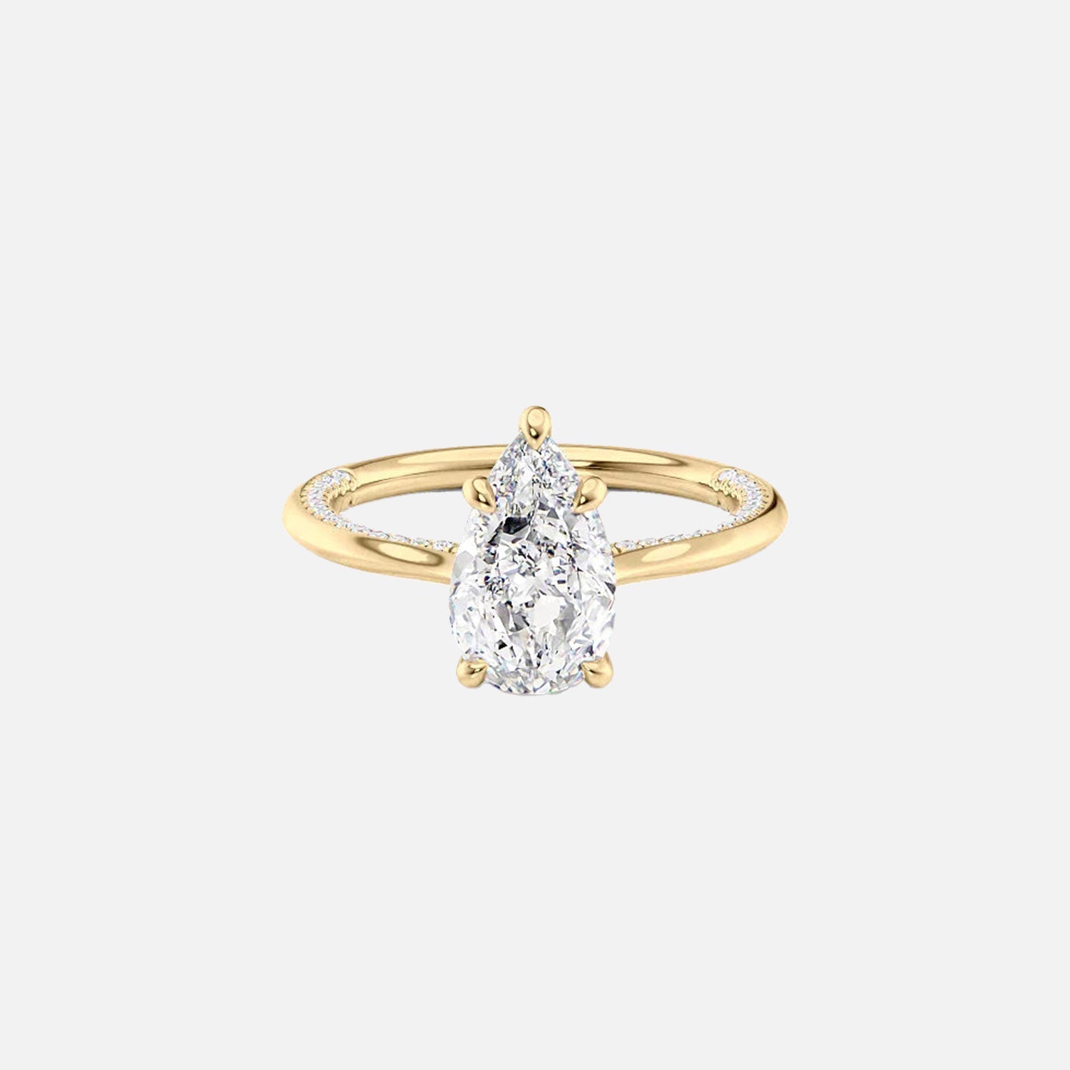 The Solitaire Claire Pear Lab Diamond Ring 14k Yellow Gold 001