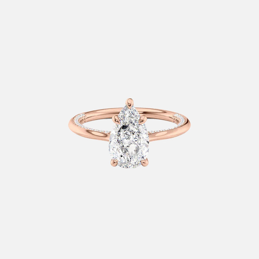  The Solitaire Claire Pear Moissanite Ring 14k Rose Gold 001