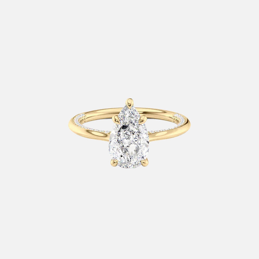 The Solitaire Claire Pear Moissanite Ring 14k Yellow Gold 001