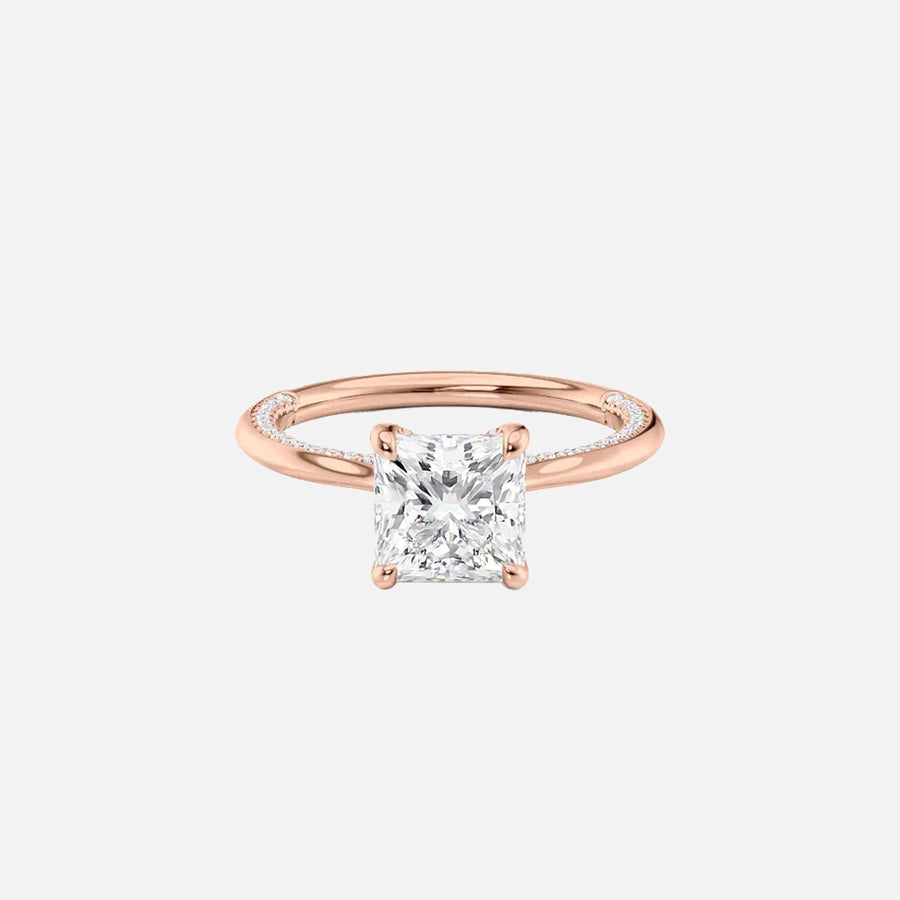  The Solitaire Claire Princess Lab Diamond Ring 14k Rose Gold 001