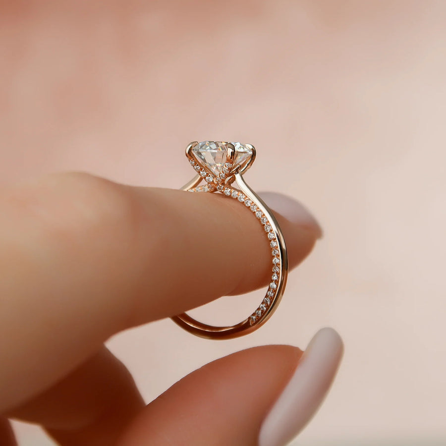  The Solitaire Claire Round Moissanite Ring 14k Rose Gold 004