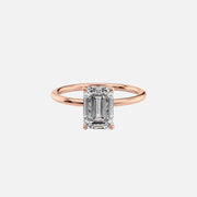  The Solitaire Crown Kamellie Emerald Moissanite Ring 14k Rose Gold 001