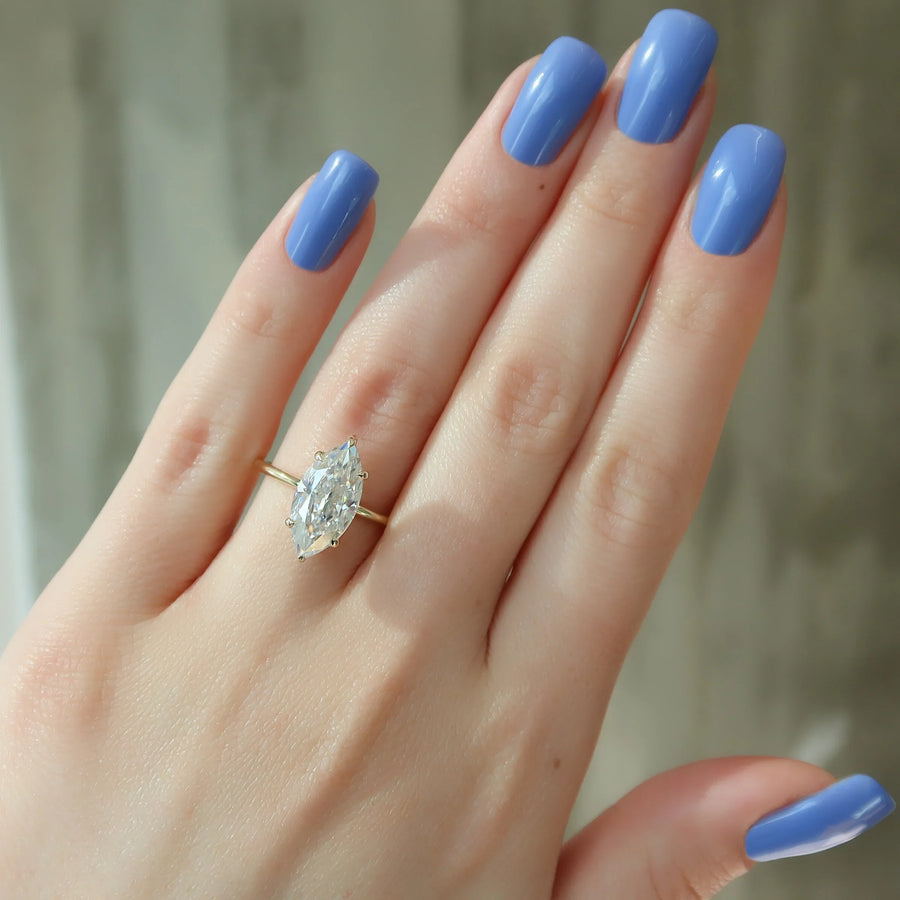  The Solitaire Crown Kamellie Marquise Moissanite Ring 14k Yellow Gold 004 Final