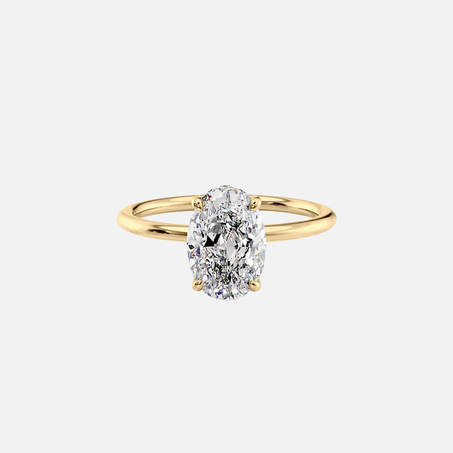 The Solitaire Crown Kamellie Oval Lab Diamond Ring 14k Yellow Gold 001