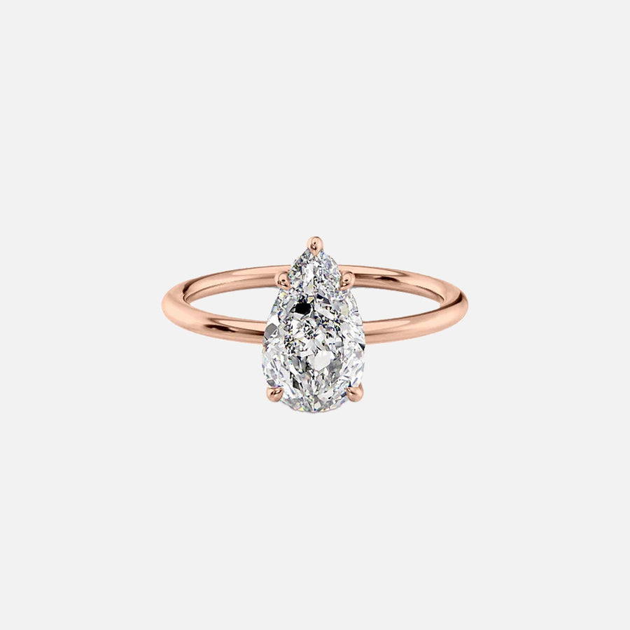  The Solitaire Crown Kamellie Pear Lab Diamond Ring 14k Rose Gold 001