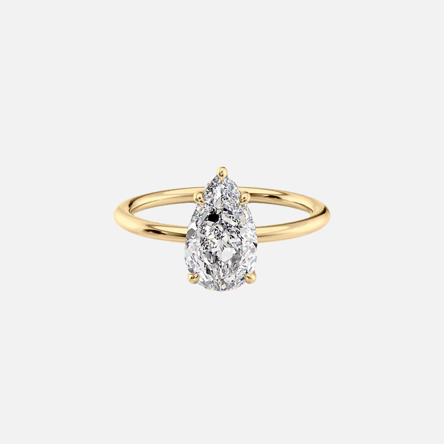 The Solitaire Crown Kamellie Pear Lab Diamond Ring 14k Yellow Gold 001