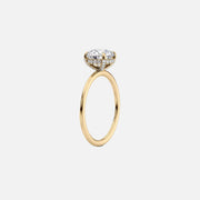  The Solitaire Crown Kamellie Pear Moissanite Ring 14k Yellow Gold 002