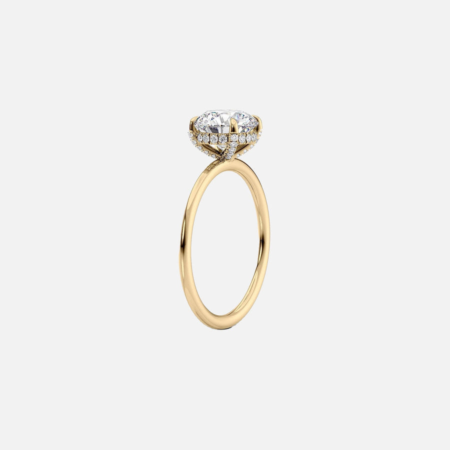  The Solitaire Crown Kamellie Pear Moissanite Ring 18k Yellow Gold 002