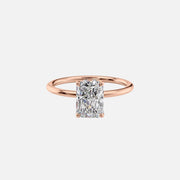  The Solitaire Crown Kamellie Radiant Lab Diamond Ring 14k Rose Gold 001