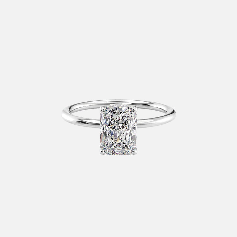  The Solitaire Crown Kamellie Radiant Lab Diamond Ring 18k White Gold 001