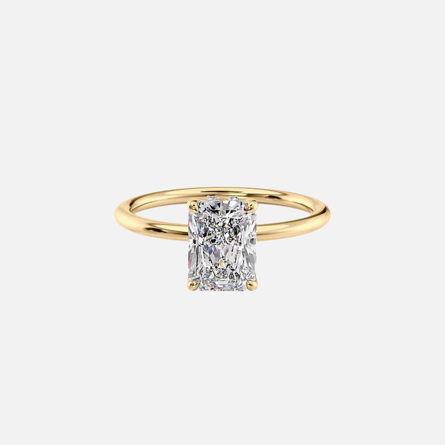  The Solitaire Crown Kamellie Radiant Lab Diamond Ring 18k Yellow Gold 001
