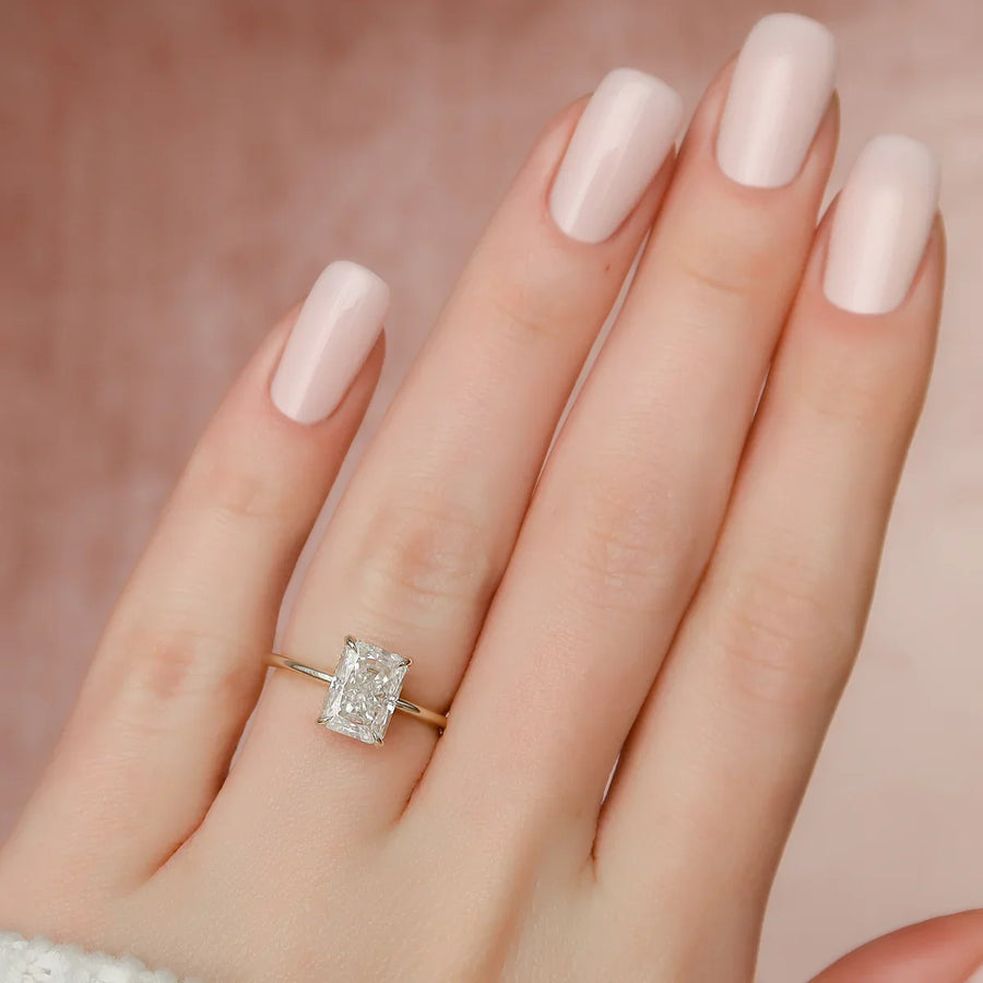  The Solitaire Crown Kamellie Radiant Moissanite Ring 14k Yellow Gold 004 Final