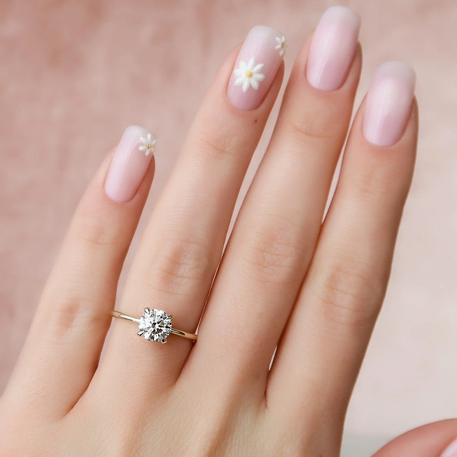  The Solitaire Crown Kamellie Round Moissanite Ring 14k Yellow Gold 004 Final