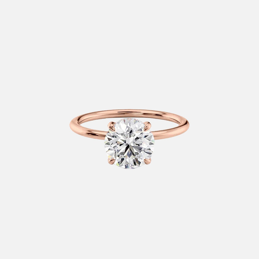  The Solitaire Crown Kamellie Round Moissanite Ring 18k Rose Gold 001