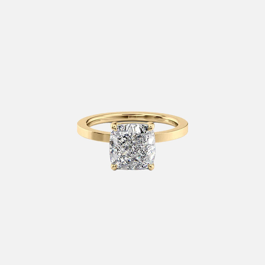  The Solitaire Eleanor Cushion Moissanite Ring 18k Yellow Gold 001