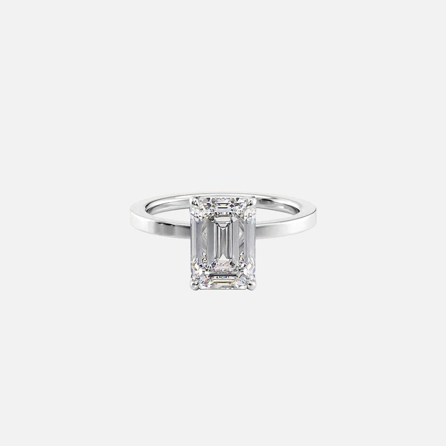  The Solitaire Eleanor Emerald Moissanite Ring 18k White Gold 002