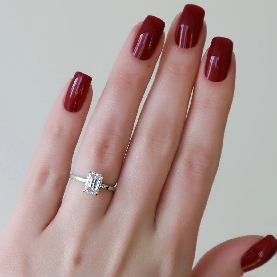  The Solitaire Eleanor Emerald Moissanite Ring 18k White Gold 004 Final