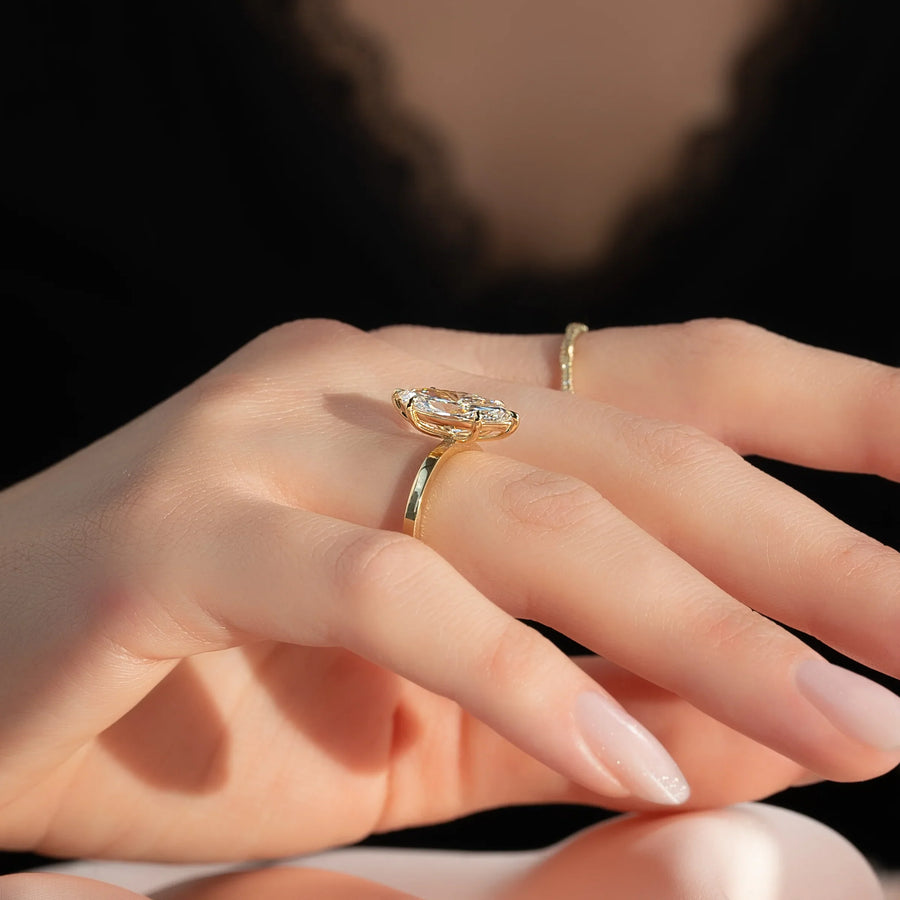  The Solitaire Eleanor Marquise Moissanite Ring 18k Yellow Gold 004 Final