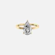 The Solitaire Eleanor Pear Moissanite Ring 14k Yellow Gold 001