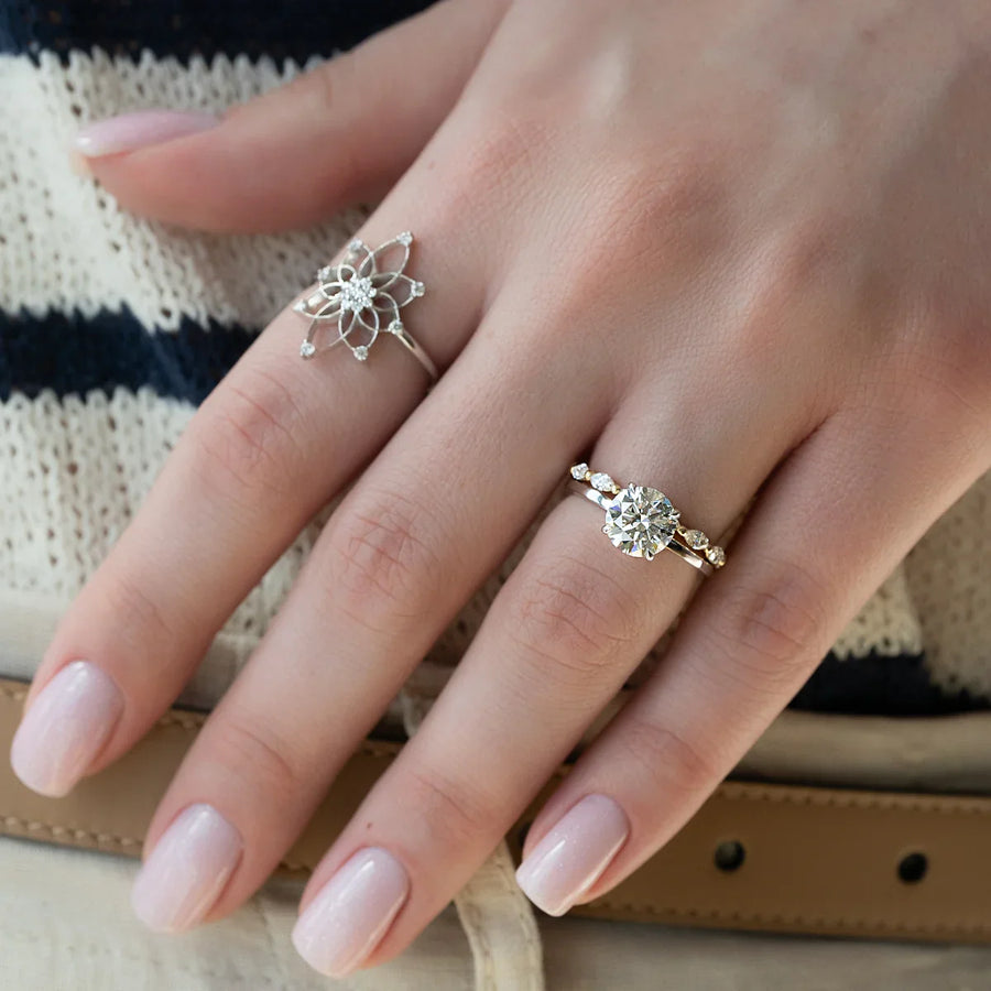  The Solitaire Eleanor Round Moissanite Ring 14k White Gold 003