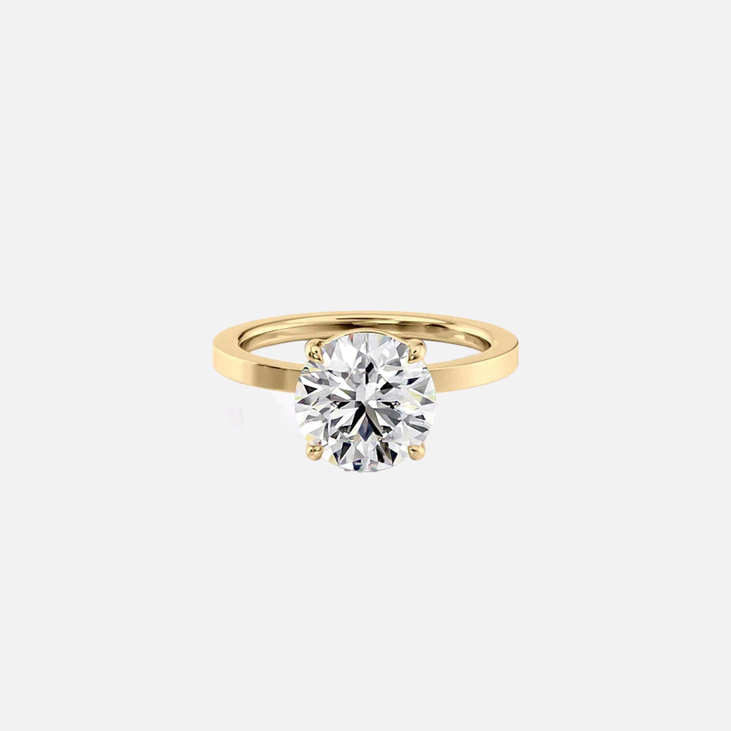 The Solitaire Eleanor Round Moissanite Ring 14k Yellow Gold 001