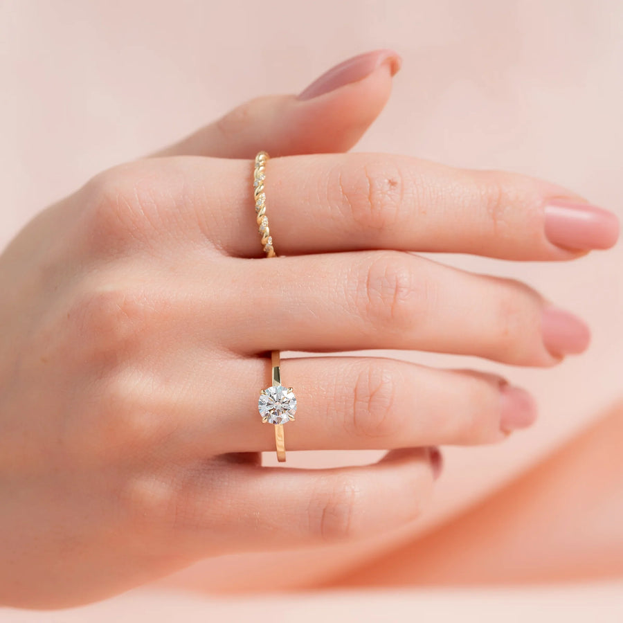  The Solitaire Eleanor Round Moissanite Ring 18k Yellow Gold 003