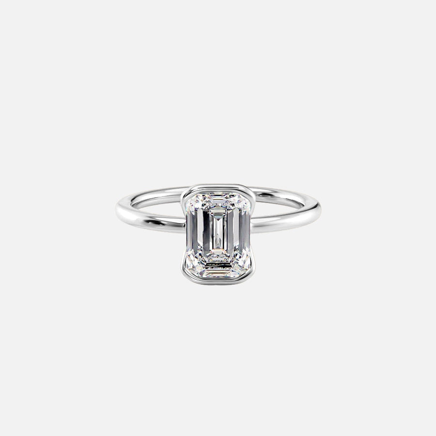  The Solitaire Eliza Emerald Lab Diamond Ring 14k White Gold 001