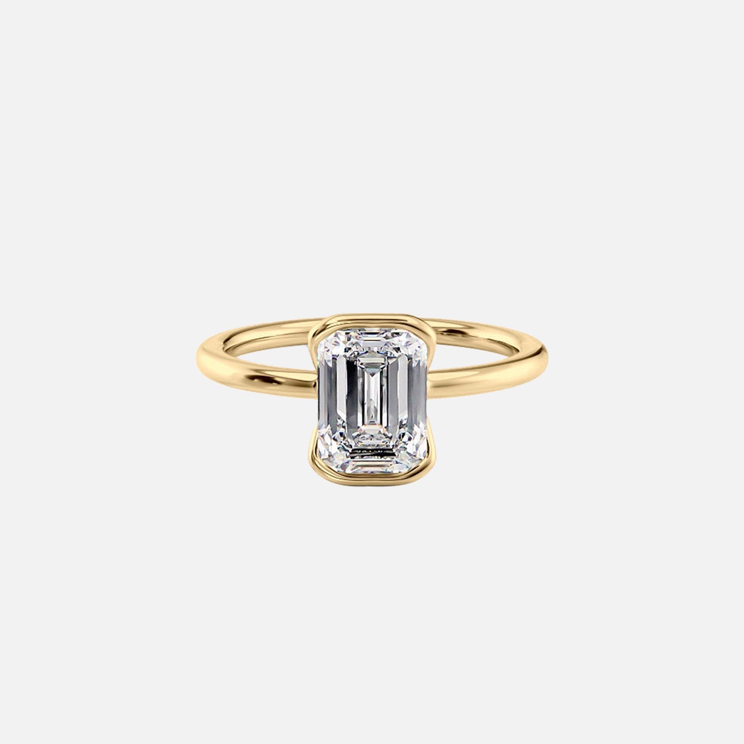 The Solitaire Eliza Emerald Lab Diamond Ring 14k Yellow Gold 001
