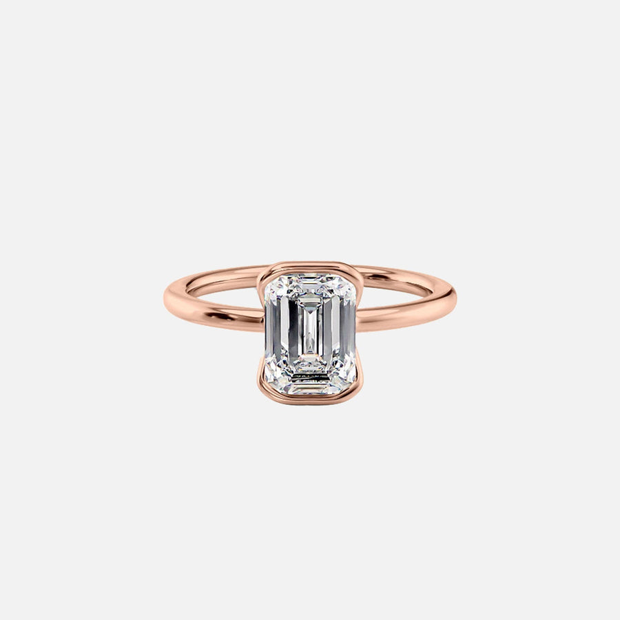  The Solitaire Eliza Emerald Lab Diamond Ring 18k Rose Gold 001