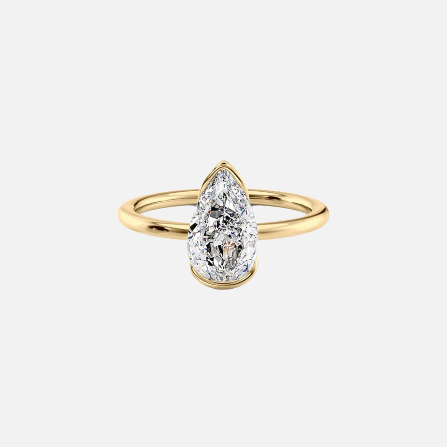 The Solitaire Eliza Pear Lab Diamond Ring 14k Yellow Gold 001