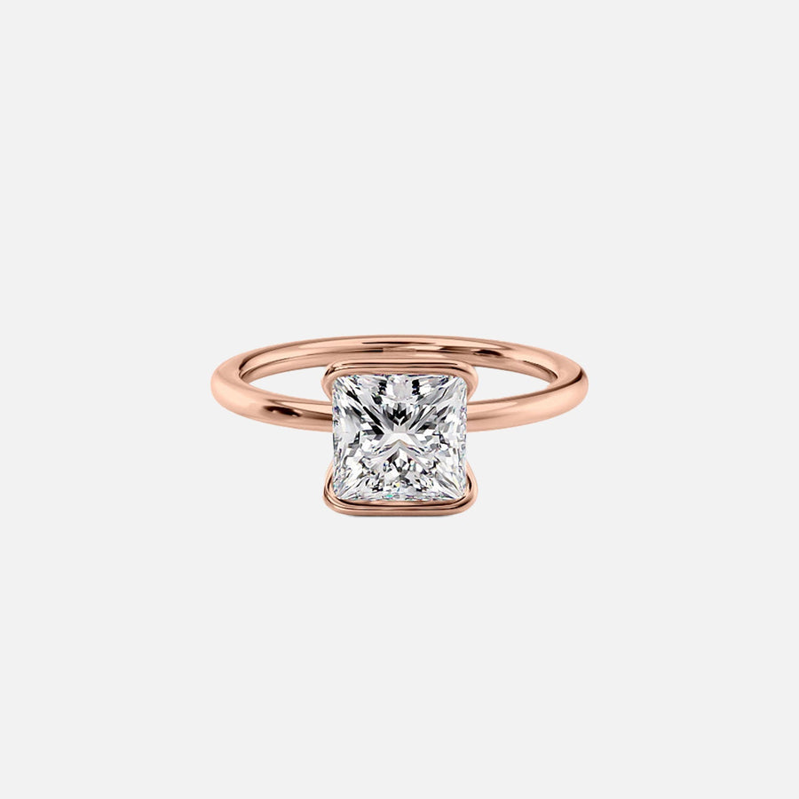  The Solitaire Eliza Princess Lab Diamond Ring 18k Rose Gold 001