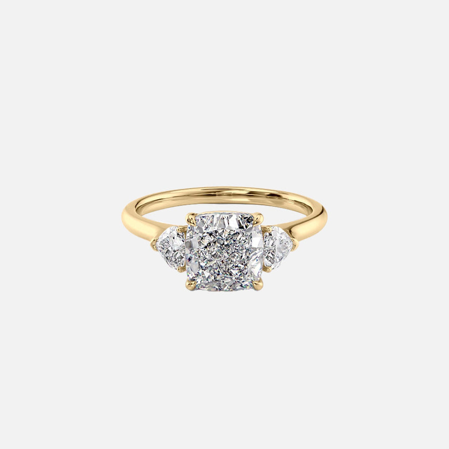 The Solitaire Hearts Liv Cushion Moissanite Ring 14k Yellow Gold 001