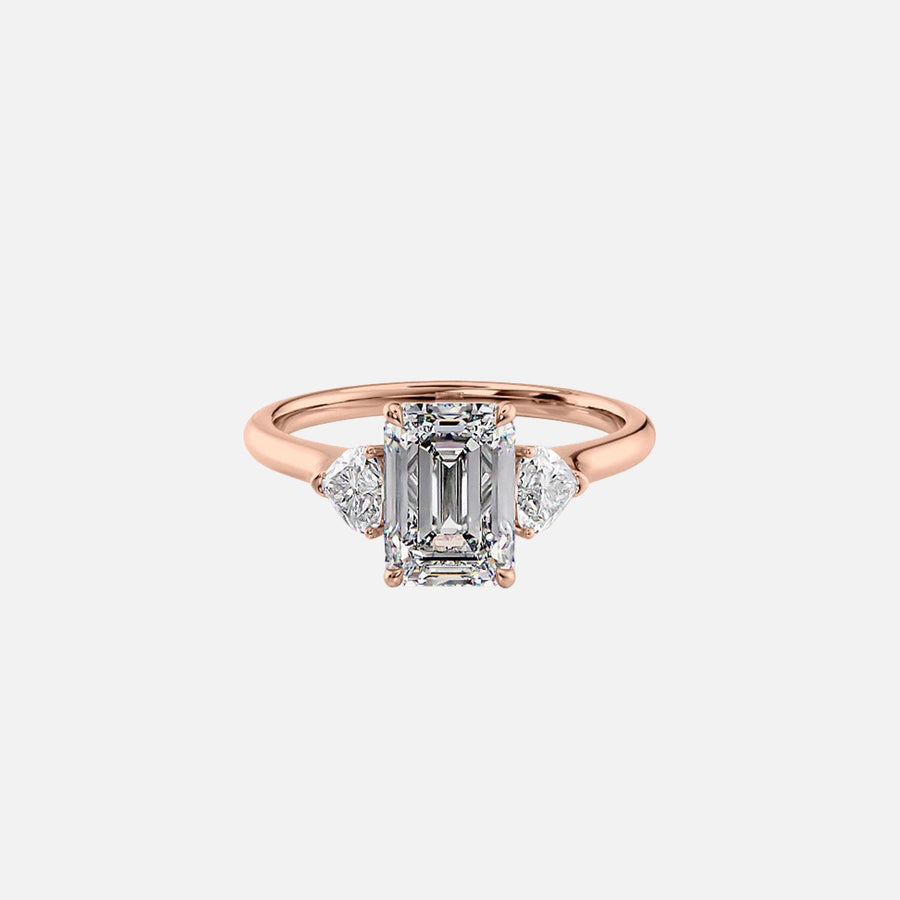  The Solitaire Hearts Liv Emerald Moissanite Ring 14k Rose Gold 001