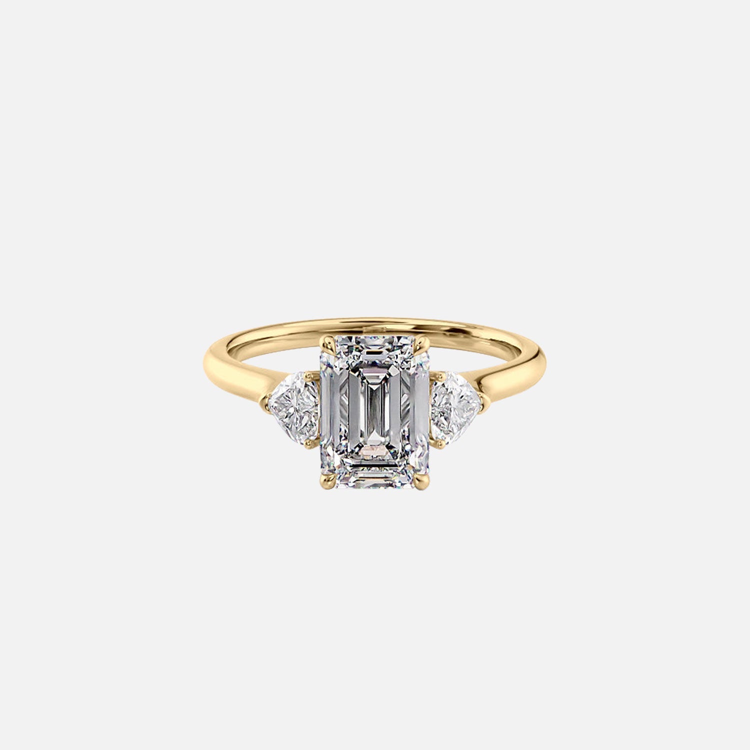 The Solitaire Hearts Liv Emerald Moissanite Ring 14k Yellow Gold 001
