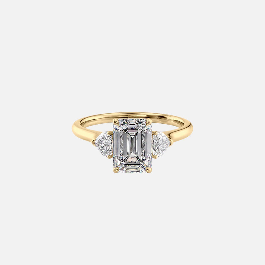 The Solitaire Hearts Liv Emerald Moissanite Ring 14k Yellow Gold 001