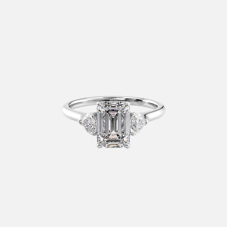  The Solitaire Hearts Liv Emerald Moissanite Ring 18k White Gold 001