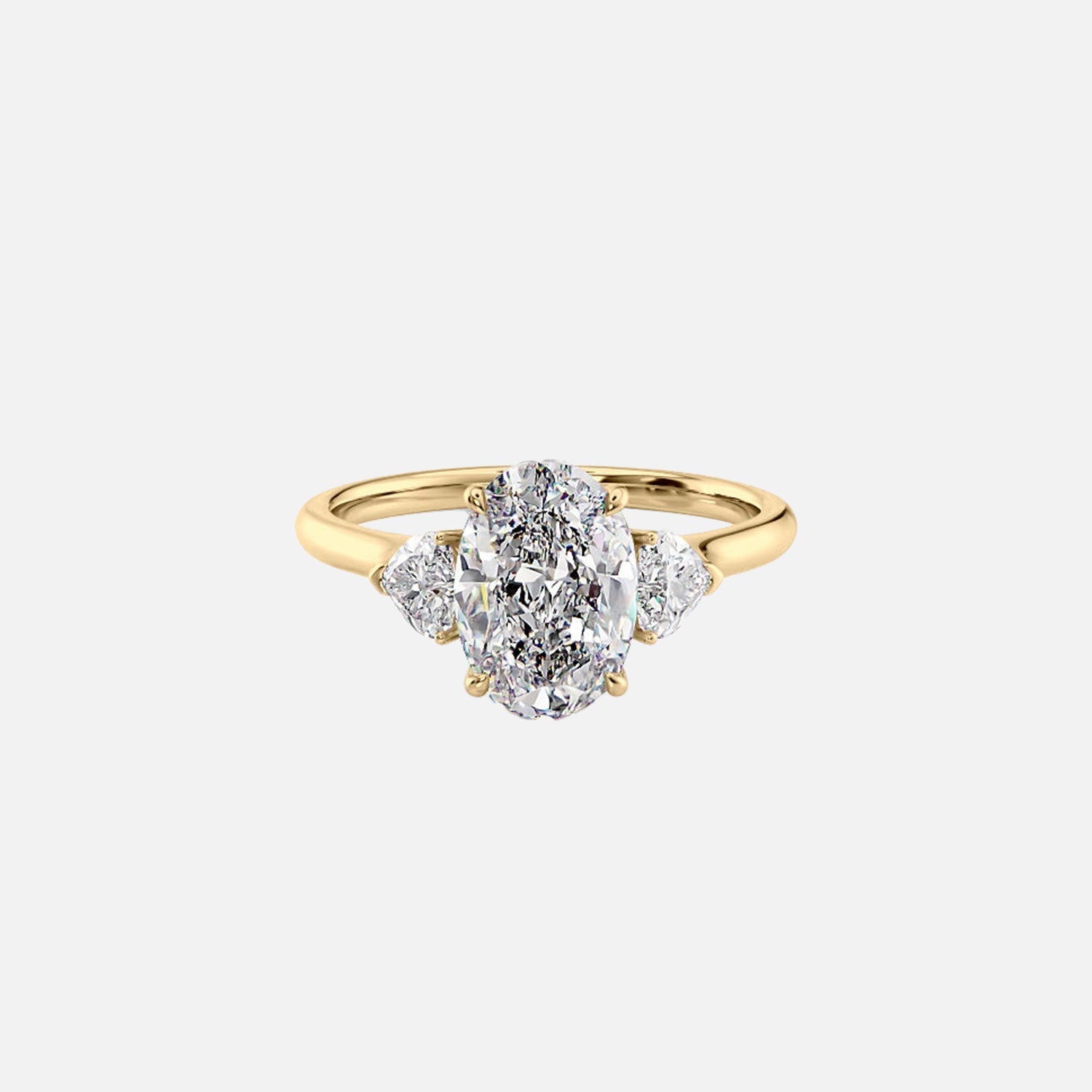 The Solitaire Hearts Liv Oval Moissanite Ring 14k Yellow Gold 001