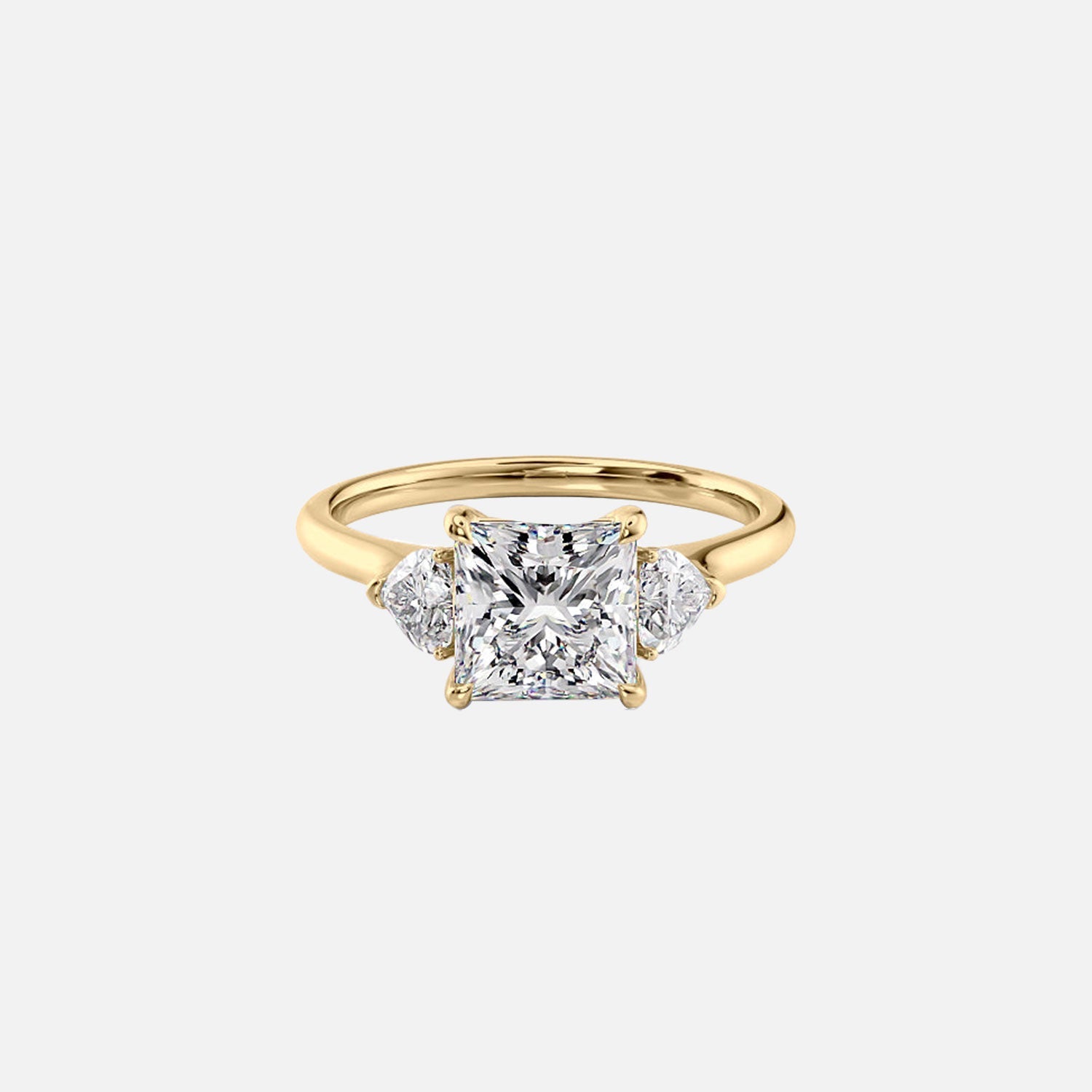 The Solitaire Hearts Liv Princess Moissanite Ring 14k Yellow Gold 001