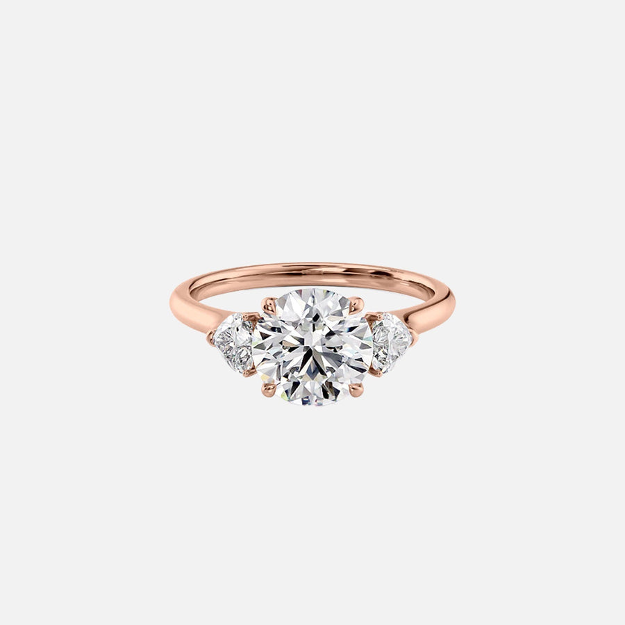  The Solitaire Hearts Liv Round Moissanite Ring 14k Rose Gold 001