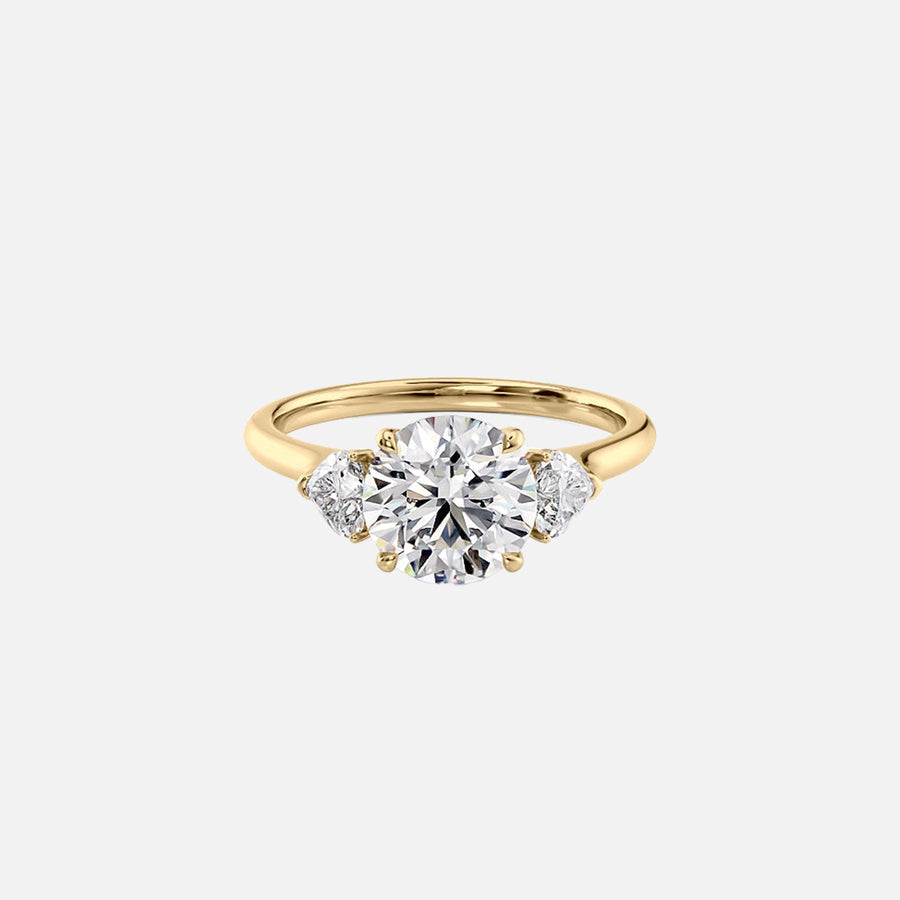 The Solitaire Hearts Liv Round Moissanite Ring 14k Yellow Gold 001