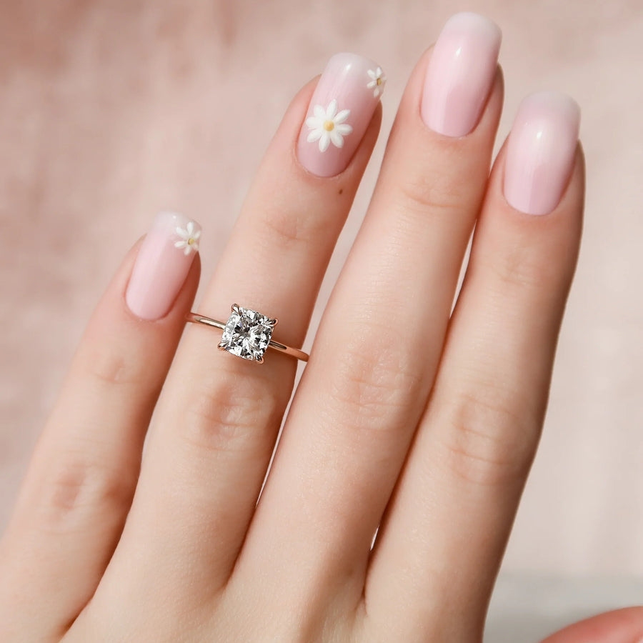  The Solitaire Kamellie Cushion Lab Diamond Ring 18k Rose Gold 003