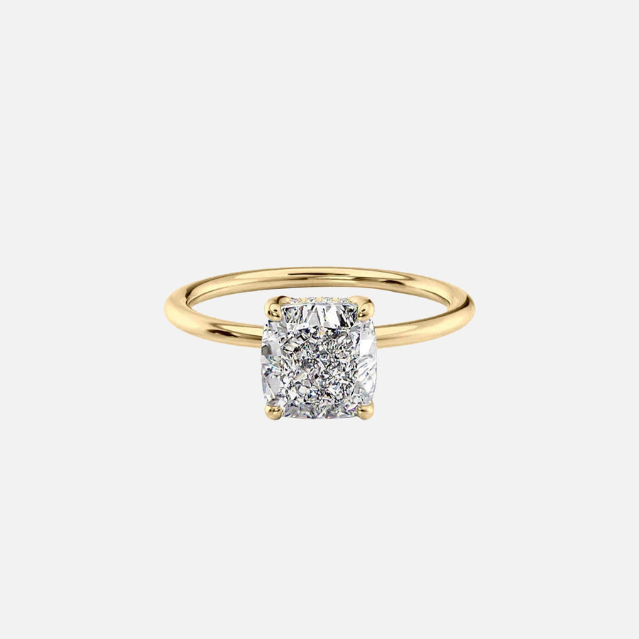  The Solitaire Kamellie Cushion Lab Diamond Ring 18k Yellow Gold 001
