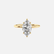 The Solitaire Kamellie Marquise Lab Diamond Ring 14k Yellow Gold 001