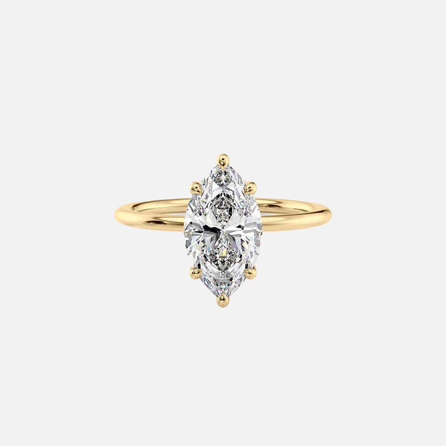 The Solitaire Kamellie Marquise Lab Diamond Ring 14k Yellow Gold 001